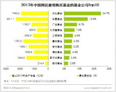 2013年中国网民最常购买基金的基金公司Top10